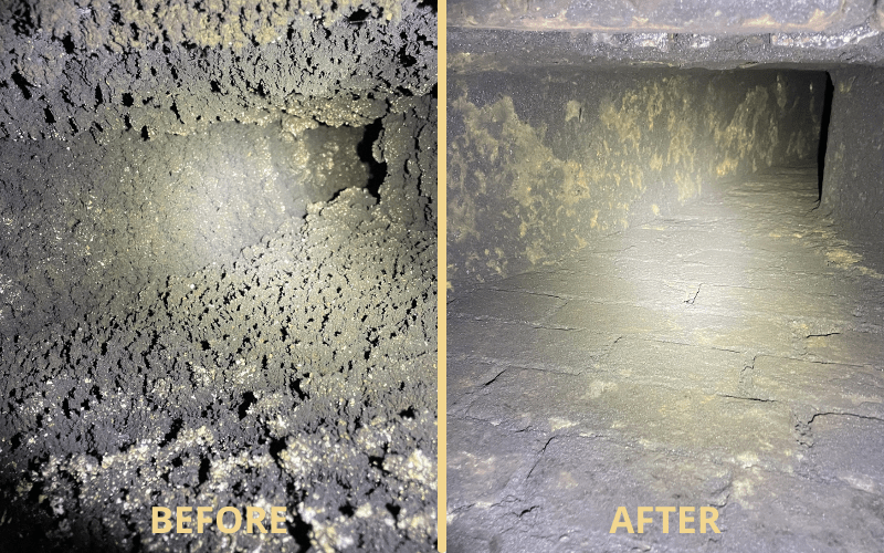 a dirty chimney before and after